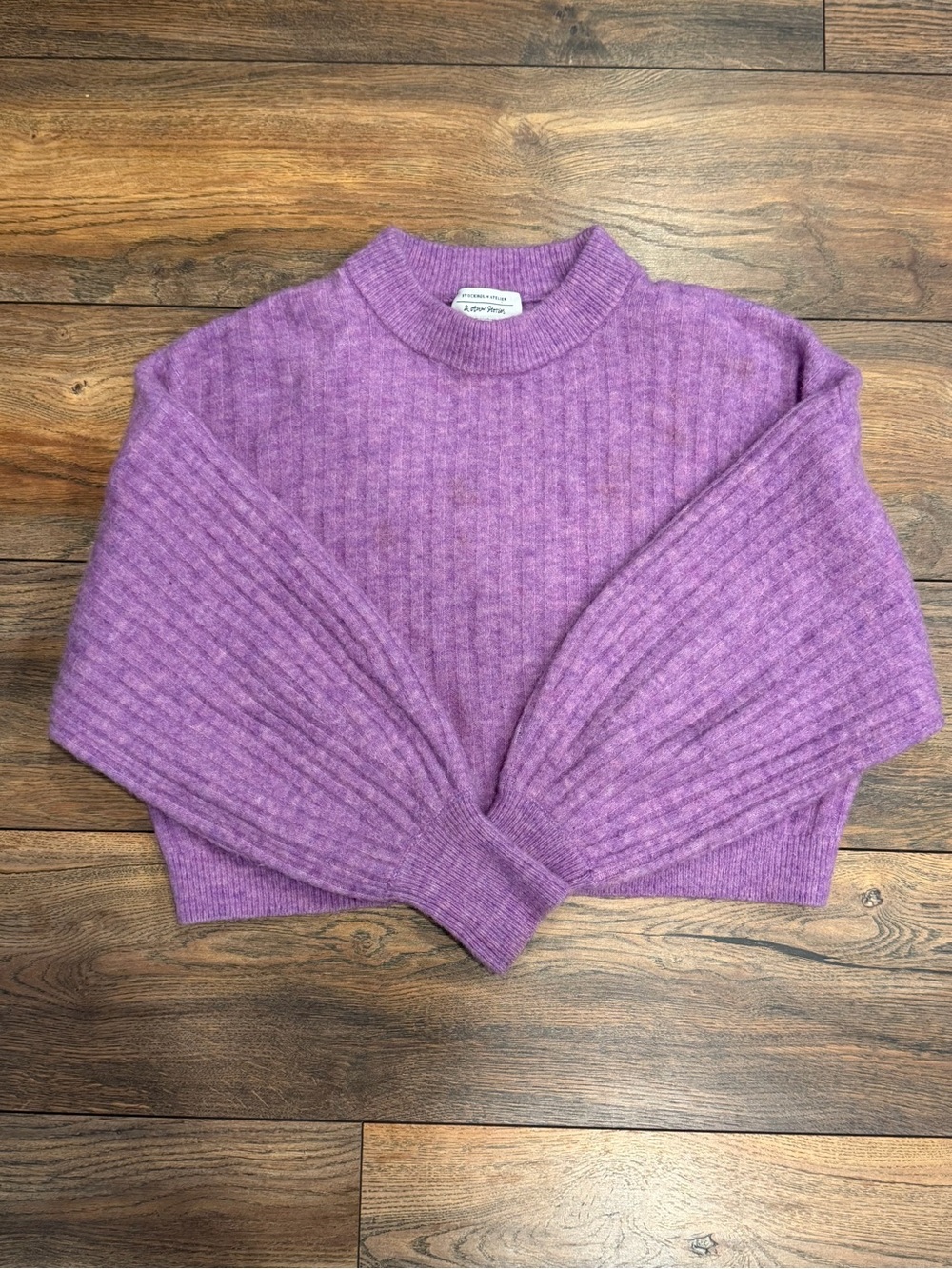 & Other Stories Stockholm Atelier Alpaca Wool Blend Purple Ribbed Sweater XS